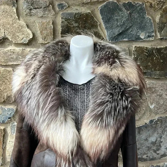 Escada Leather Fur Lined Maxi Coat size 36 - Picture 2 of 16